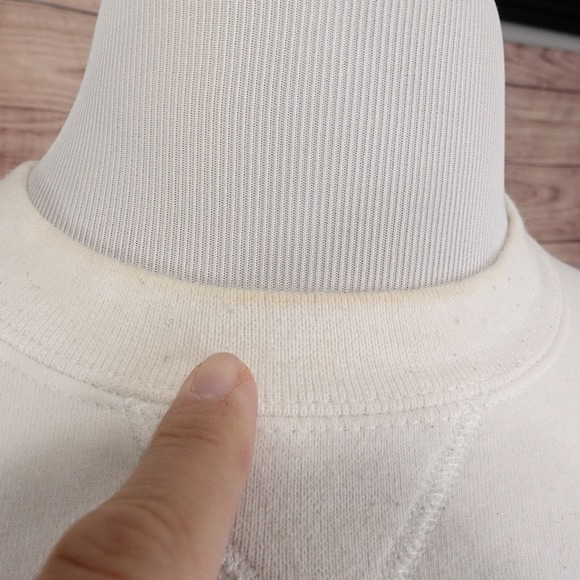 VINTAGE RUSSELL ATHLETIC PRO COTTON USA MADE WHITE CREW NECK SWEATSHIRT XL STAIN - Picture 2 of 16